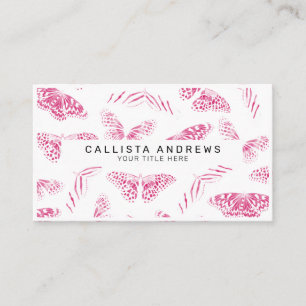 Carte De Visite Papillons blancs rose Fille Motif d'aquarelle