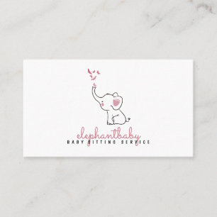 Carte De Visite Papillons éléphants roses