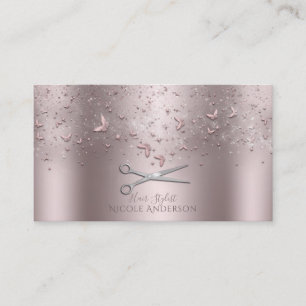 Carte De Visite Papillons rose Rose Or Ciseaux Argent Liste Stylis