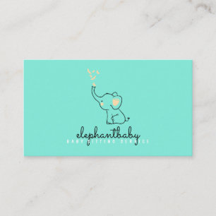 Carte De Visite Papillons roses éléphant Mignon NEON vERT