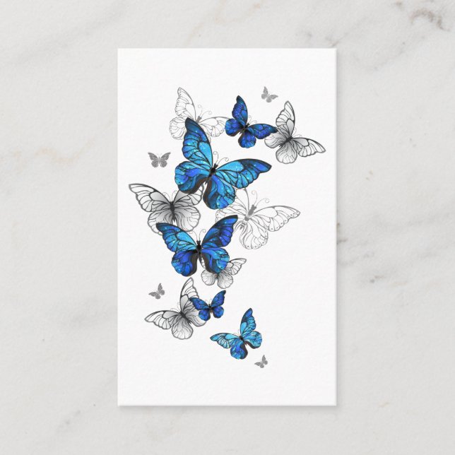 Carte De Visite Papillons volants bleus Morpho (Devant)