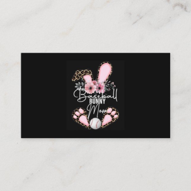 Carte De Visite Pâques Baseball Bunny Maman Rabin Oreilles Pour Ma (Devant)