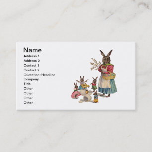 Carte De Visite Pâques Lapin Poule Lapin Œufs