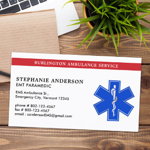 Carte De Visite Paramedic EMS EMT Médicale Urgence Star Of Life