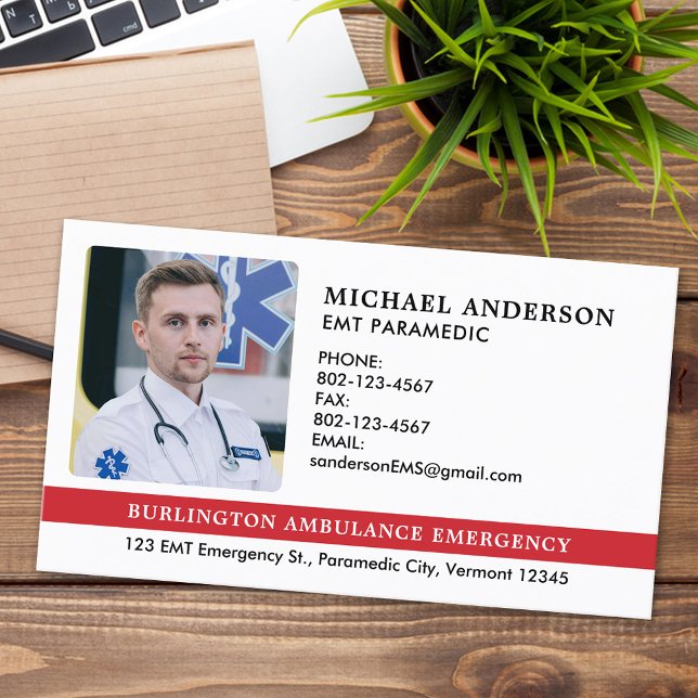 Carte De Visite Paramètre personnalisé EMS EMT photo Médicale d'ur (Créateur téléchargé)