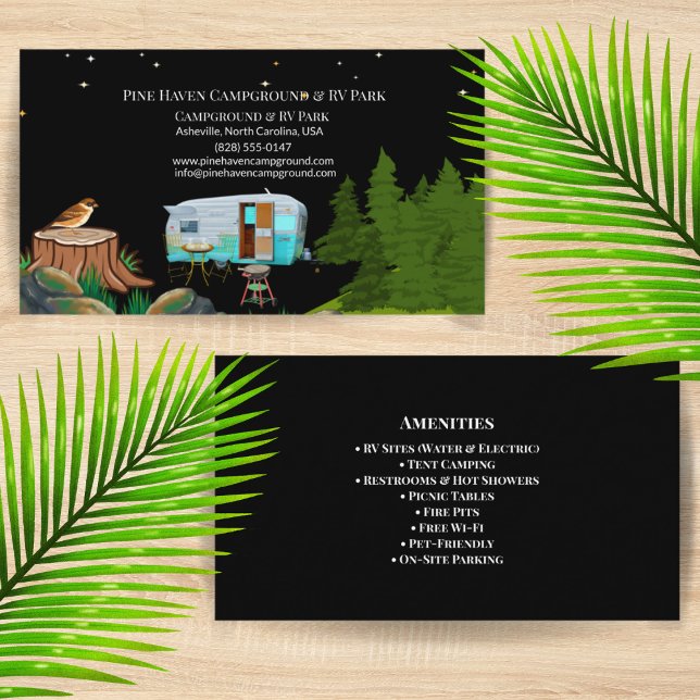 Carte De Visite Parc de camping rustique RV Park aménagement extér (Créateur téléchargé)