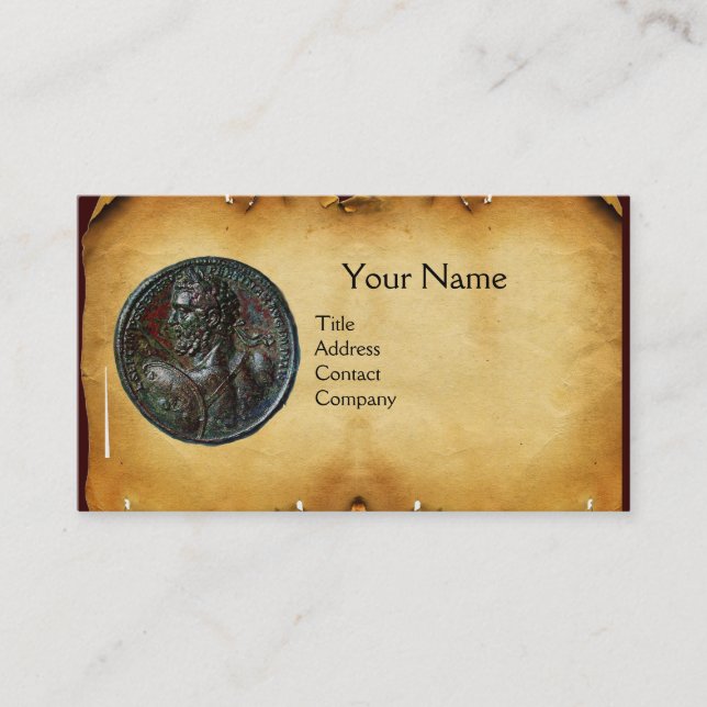 CARTE DE VISITE PARC MONOGRAMME ANTIQUE ROMAIN BRONZE MEDALLION (Devant)