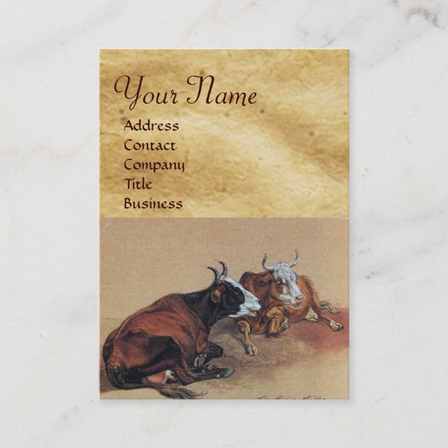 CARTE DE VISITE PARC MONOGRAMME DE DEUX VACHES LONGUES (Devant)