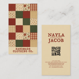 Carte De Visite Parcelle rouge vert Patchwork Rustique Ferme Flora