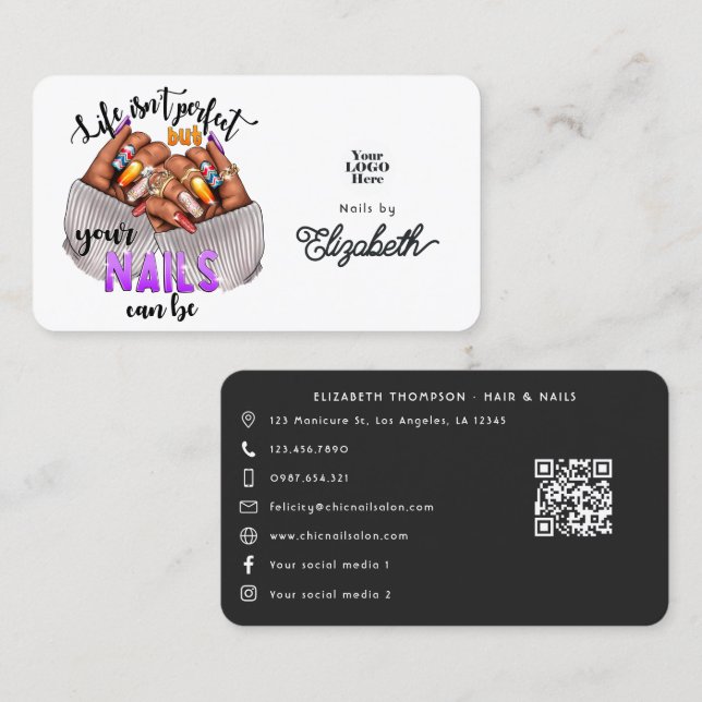 Carte De Visite Parfait Nails Slogan Chic Nail Salon (Devant / Derrière)