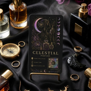 Carte De Visite Parfum Céleste Luxe Noir Or QR 