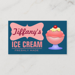 Carte De Visite Parleur de glace rétro  Sundae rose  Crème de glac
