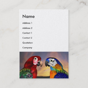 Carte De Visite PARROTS HYPER / ARA ROUGE ET BLEU, Pearle blanche