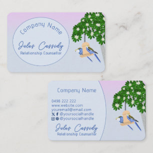 Carte De Visite Parrots Joués Couple Cute Conseiller Ovale Bleu