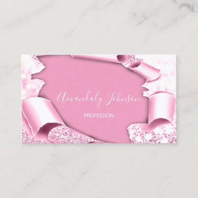 Carte De Visite parties scintillant 3D Artiste maquillage Rose Gla (Devant)