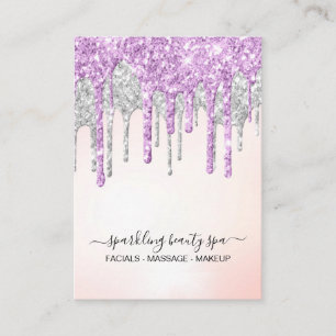 Carte De Visite *~* PARTIES SCINTILLANT à goutte MAGENTA en ARGENT