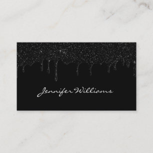 Carte De Visite Parties scintillant à goutte noire minimaliste mod