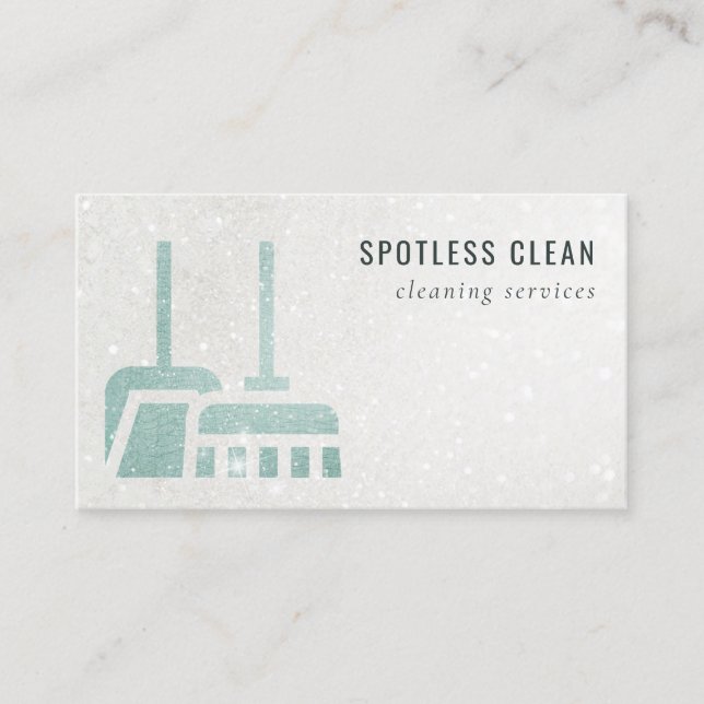 Carte De Visite Parties scintillant Aqua Blue Service de nettoyage (Devant)
