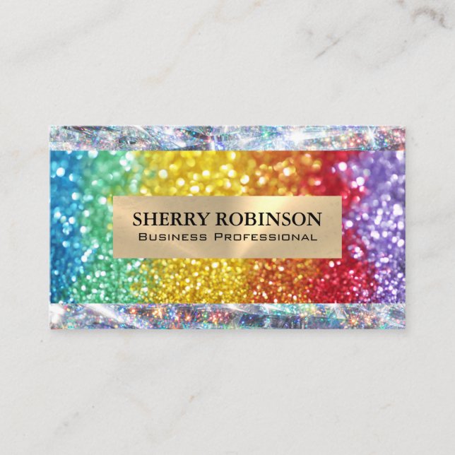 Carte De Visite Parties scintillant arc-en-ciel | Brillant (Devant)