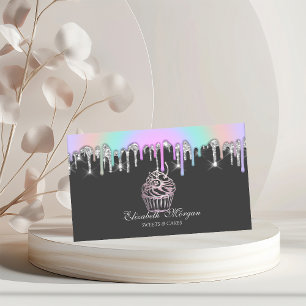 Carte De Visite Parties scintillant arc-en-ciel gouttes boulangeri