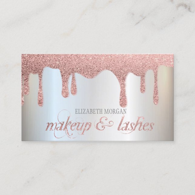 Carte De Visite Parties scintillant Argent baisse élégant professi (Devant)