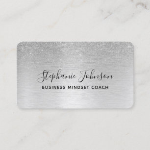Carte De Visite Parties scintillant argent brossé métal Luxe