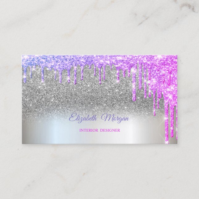 Carte De Visite Parties scintillant Argent Élégante Pilotes profes (Devant)