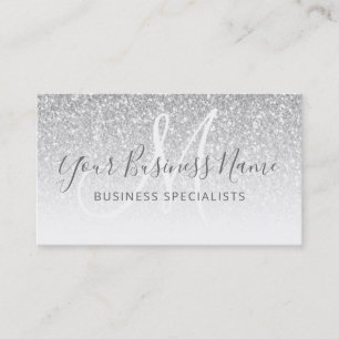 Carte De Visite Parties scintillant Argent Script Business Logo Mo