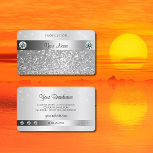 Carte De Visite Parties scintillant argentée brillante Étoiles éti
