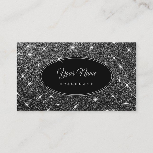 Carte De Visite Parties scintillant argentée de luxe Glam Lumineus (Devant)