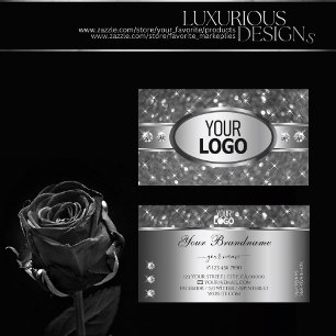 Carte De Visite Parties scintillant argentée tendance Diamants é