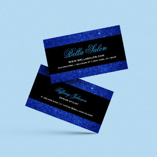 Carte De Visite Parties scintillant aux Faux de Glam Bleu et Noir
