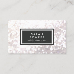 Carte De Visite Parties scintillant blanche branchée Bokeh Plaque 