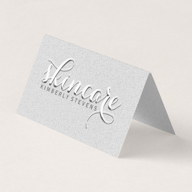 Carte De Visite Parties scintillant blanche moderne (Devant)