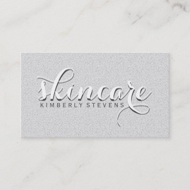 Carte De Visite Parties scintillant blanche simple et élégante (Devant)