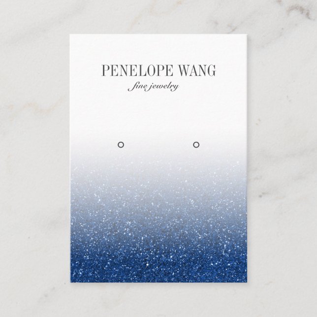 Carte De Visite Parties scintillant bleu glam Ombre Bijoux Écran d (Devant)