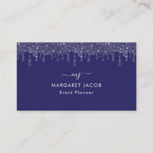 Carte De Visite Parties scintillant bleu marine moderne - Personna