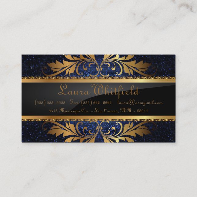 Carte De Visite Parties scintillant bleu marine Sequin Disco Glitz (Devant)