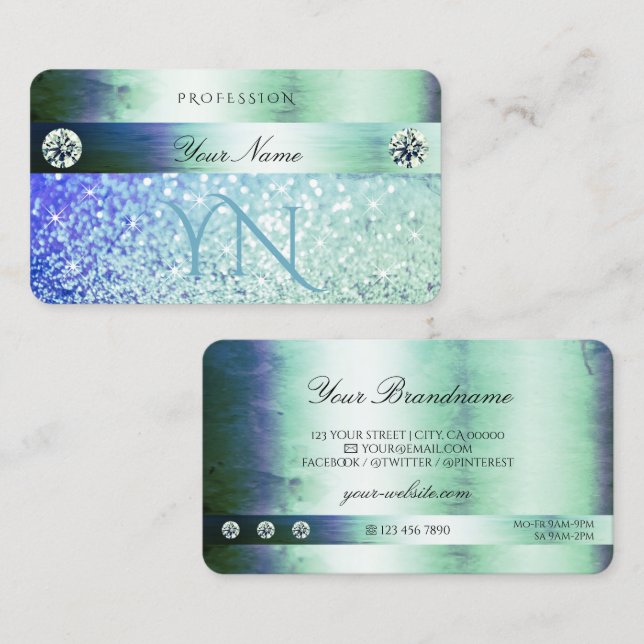 Carte De Visite Parties scintillant bleu Turquoise brillant Étoile (Devant / Derrière)