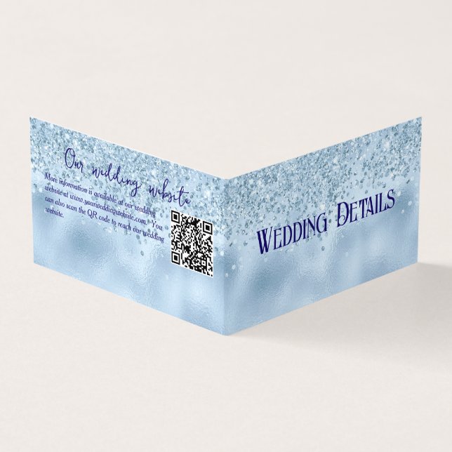 Carte De Visite Parties scintillant Bleue Bébé et Mariage à huile  (Extérieur)