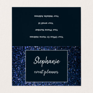 Carte De Visite Parties scintillant Bleue de minuit Blanc Professi
