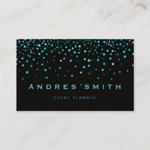 Carte De Visite Parties scintillant bleue Faux Foil Confetti Noir