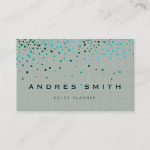 Carte De Visite Parties scintillant bleue Faux Foil Confetti Noir