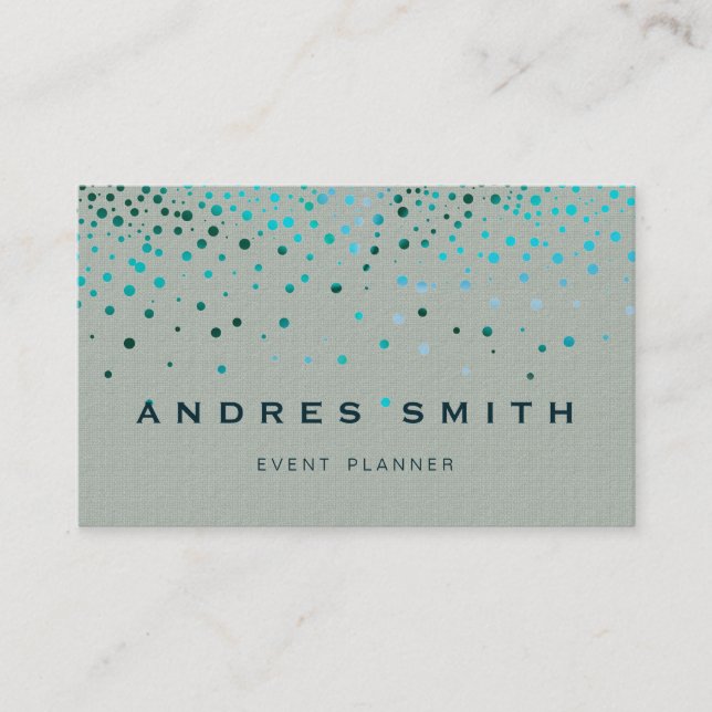 Carte De Visite Parties scintillant bleue Faux Foil Confetti Noir (Devant)