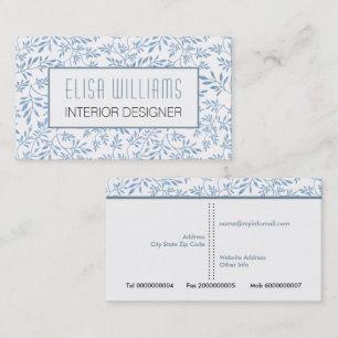 Carte De Visite Parties scintillant bleue tendance feuille motif f