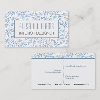Carte De Visite Parties scintillant bleue tendance feuille motif f