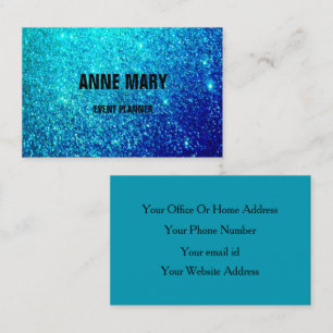 Carte De Visite Parties scintillant bleue turquoise Planificateur