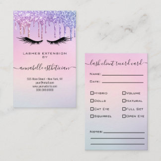 Carte De Visite Parties scintillant Blue Eyelash Extension Client 