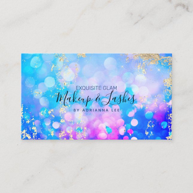 Carte De Visite  Parties scintillant Bokeh MUA Beauté Salon Maquil (Devant)