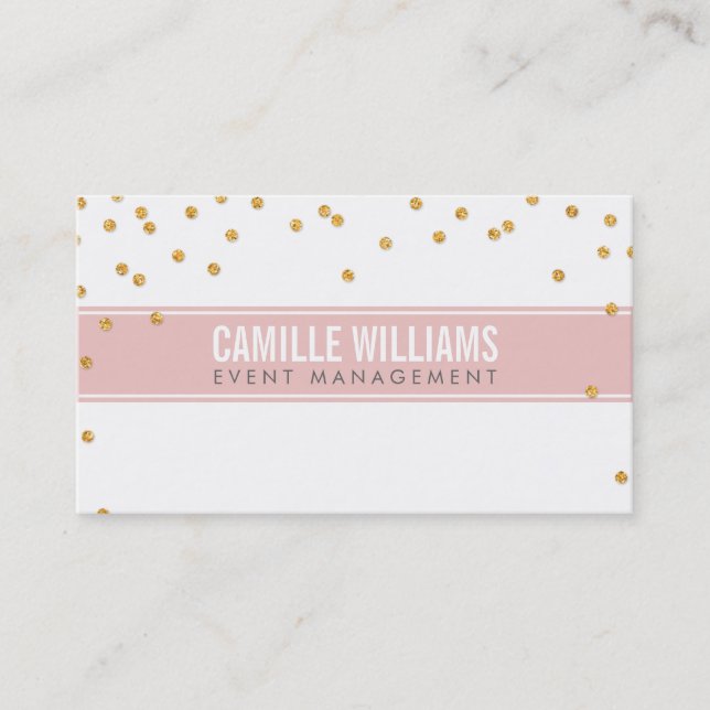 Carte De Visite Parties scintillant brillante or brillant confetti (Devant)